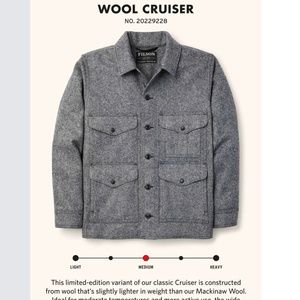 Filson Wool Cruiser Gray Twill NWT